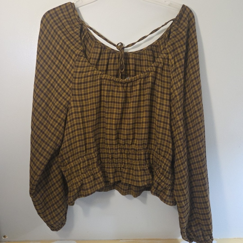Madewell Gingham Squareneck Puff Sleeve Top Size 6 MC765 - Picture 10 of 12